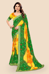 maayro Printed Bandhani Georgette Saree