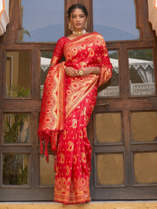 Janasya Woven Chanderi Silk Blend Saree