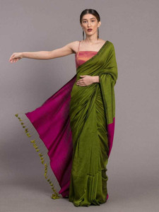 Binay textile Self Design Handloom Cotton Silk Saree