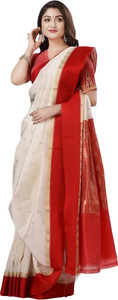 Afronza Woven, Applique, Self Design Garad Pure Silk, Cotton Blend Saree