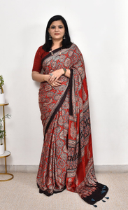 RegalDrapes Printed Bollywood Satin Saree