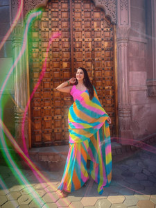 Sonika Striped Daily Wear Georgette Saree