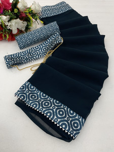 PRETTYAGE Printed Banarasi Georgette Saree