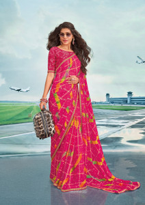 Laxmipati sarees Printed Saree with Attached Blouse Chiffon Saree