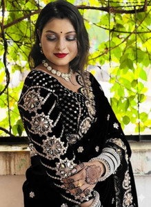 PRATYAMFASHION Embroidered Bollywood Georgette, Art Silk Saree