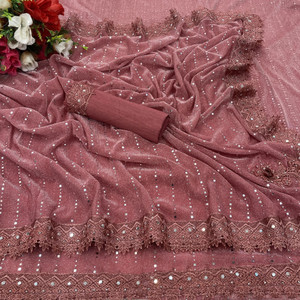 HERVALLY Embellished Bollywood Lycra Blend Saree