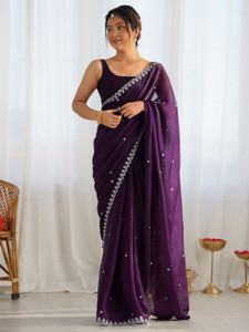 zili Solid/Plain Bollywood Silk Blend Saree