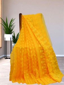 TRANDE Woven Jamdani Cotton Silk Saree