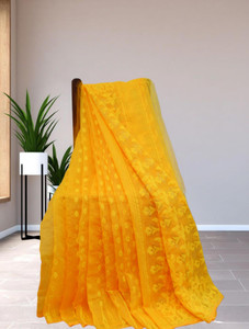 TRANDE Woven Jamdani Cotton Silk Saree