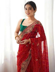 BHAGYAVATI DESIGNER Printed Bandhani Art Silk Saree