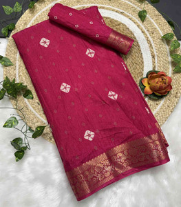 RegalDrapes Printed Ikkat Jacquard, Silk Blend Saree
