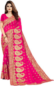 b bella creation Self Design, Embroidered Bollywood Georgette Saree