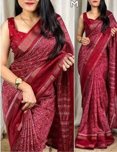 Ridham Printed Kalamkari Silk Blend Saree