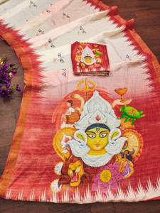 Hema Silk Mills Digital Print Handloom Silk Blend Saree