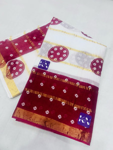 KRISHNA NX Printed Bandhani Pure Cotton Saree
