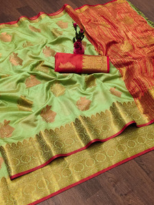 Indshopmart Self Design Maheshwari Cotton Silk Saree