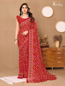 kashvi sarees Paisley, Printed Bandhani Georgette Saree