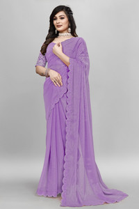 GRIFEZ एम्ब्रॉइडरेड बॉलीवुड ओर्गेंज़ा साड़ी