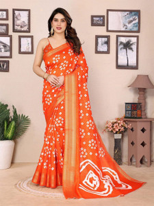Moda Rapido Printed Bandhani Cotton Blend Saree