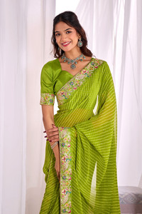 BHAGYAVATI DESIGNER Printed, Embroidered Leheria Georgette Saree