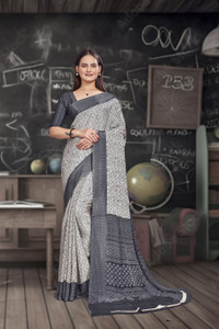 Feminista Printed, Solid/Plain Daily Wear Crepe Saree