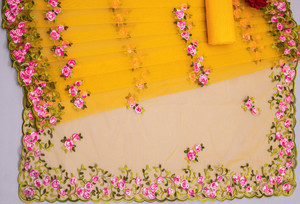 PickRight Embroidered Bollywood Net Saree