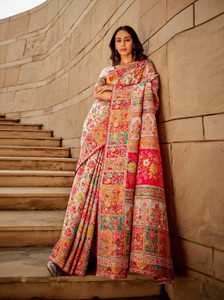 AAGIRI Embellished, Paisley, Self Design, Woven Paithani Cotton Silk Saree