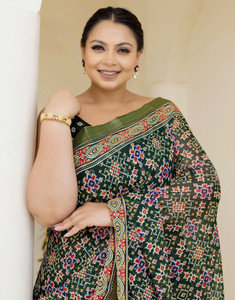 Samah Printed, Embellished Bandhani Chiffon, Georgette Saree
