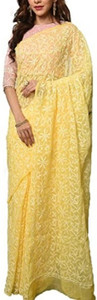 Afia Lucknowi Chikankari Self Design Lucknow Chikankari Georgette Saree