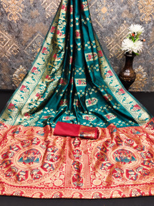 INITHI Woven Baluchari Silk Blend Saree