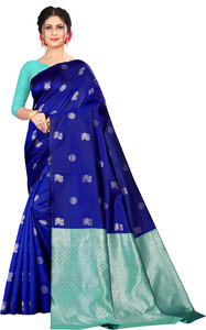 LIMVRUX Woven, Animal Print, Embroidered, Floral Print, Hand Painted, Printed, Solid/Plain, Applique Kanjivaram Jacquard, Pure Silk Saree