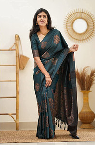 HanumanteFab Woven, Self Design, Striped Kanjivaram Art Silk, Pure Cotton Saree