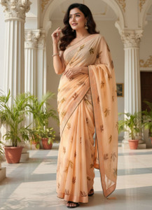 ShubhVastraa Floral Print Handloom Georgette Saree