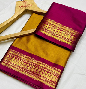 SHAGUN Printed Banarasi Cotton Silk, Jacquard Saree