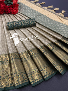 AVANTIKA FASHION Printed, Temple Border, Woven, Embellished, Solid/Plain Banarasi Art Silk, Cotton Silk Saree