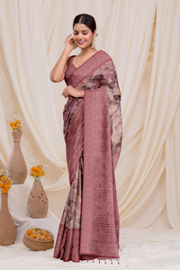 Dharmata Enterprise Digital Print Banarasi Tussar Silk Saree