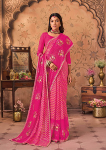 Laxmipati sarees एम्ब्रॉइडरेड बॉलीवुड शिफॉन साड़ी