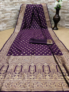 signagraph Woven Kanjivaram Satin, Tussar Silk Saree