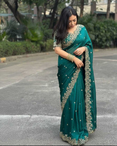 PROSILITIESYUVA Embroidered Bollywood Art Silk Saree