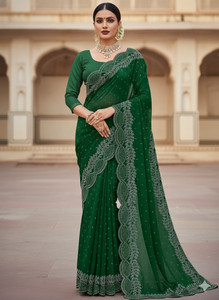 Albira Creation Solid/Plain, Embellished, Self Design Bollywood Georgette Saree