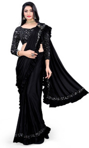 fentik.com Embellished Bollywood Lycra Blend Saree