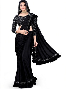 fentik.com Embellished Bollywood Lycra Blend Saree
