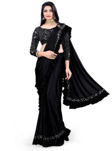 fentik.com Embellished Bollywood Lycra Blend Saree