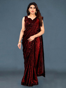 AKFABRICS Floral Print Bollywood Lycra Blend Saree