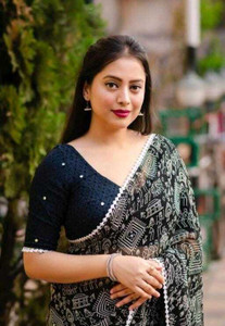 SkyCraftX Printed Bollywood Georgette Saree
