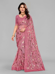 miracletex Floral Print Bollywood Lycra Blend Saree