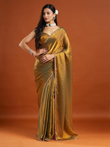 Drapevilla Solid/Plain Bollywood Silk Blend Saree