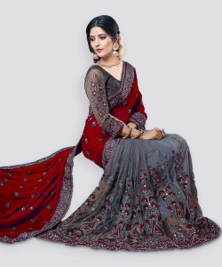 b bella creation Embellished Bollywood Net Saree