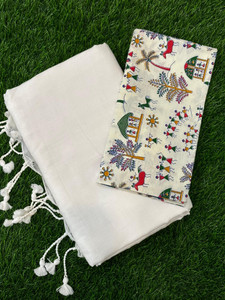 TARAMAACREATION Printed Kalamkari Handloom Pure Cotton Saree