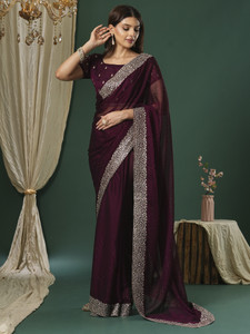 Sareemall Embroidered Bollywood Chiffon Saree